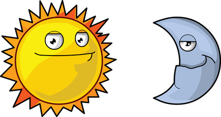 Sun and moon vector illustration.