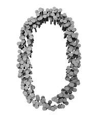 Alphabet made from hammered nails isolated, number 0