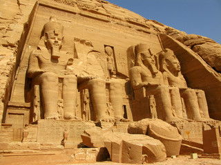 Awesome Temple of Pharaoh Ramses II in Abu Simbel, Egypt.