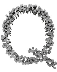 Alphabet made from hammered nails, letter Q