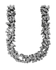 Alphabet made from hammered nails, letter U