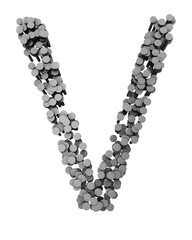 Alphabet made from hammered nails, letter V