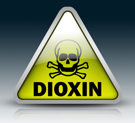 Glossy 3D Style Sign "Warning - Dioxin"