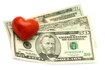 Red Heart on dollar