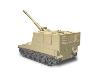 Fototapeta premium Self-propelled guns from the rear view