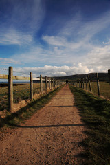 Fototapeta na wymiar Lone walker on the North Yorkshire Coastal Path