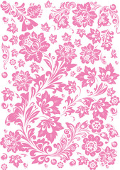 Fototapeta na wymiar floral rosy decoration on white