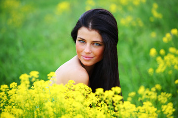 woman on oilseed field