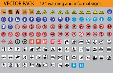 124 warning and informal signs - vector pack