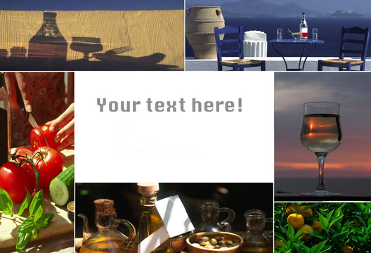 Collage - Mittelmeerküche mit Textfreiraum