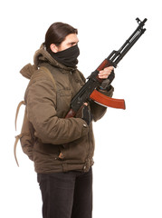 Naklejka premium Terrorist with weapon