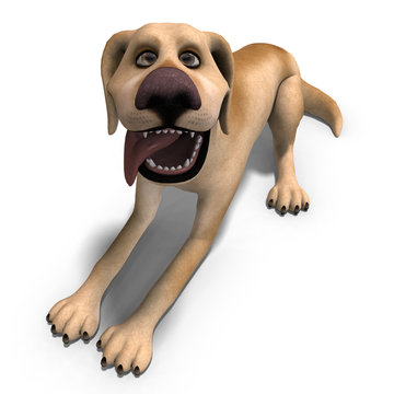 very funny cartoon dog is a little bit nuts. 3D rendering with