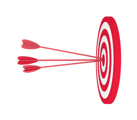 Red and White target with three arrow