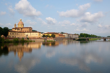 River Arno and church San Frediano in Cestello in Florence