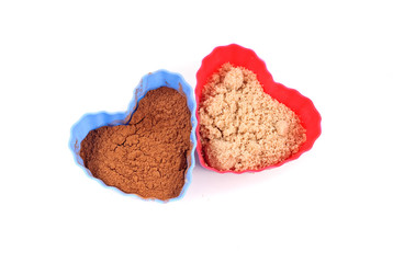 Cinnamon and Brown Sugar in Heart Shaped Baking Molds