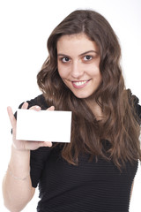 Fototapeta premium woman holds an empty card