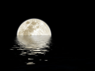 Naklejka premium Moon over water
