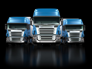 Plakat Ciężkie ciężarówki niebieski samodzielnie na czarny