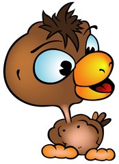 Brown Chicken - colored cartoon illustration