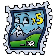 Postage Stamp - colored cartoon illustration