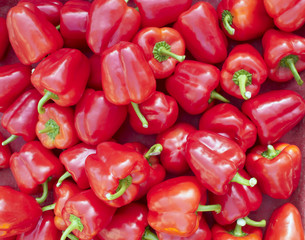 fresh red  bell peppers closeup