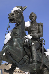 Obraz premium Jackson Statue Close Up Lafayette Park Snow Washington DC