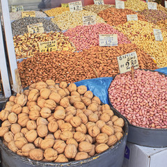 variety of dried fruits and nuts closeup