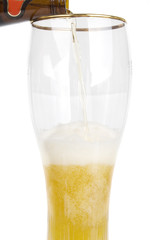 Beer glass on the white