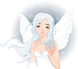 Winter fairy with snowflake