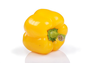 Yellow bell pepper isolated on the white background
