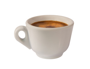 Coffee cup on grey background (seen from above) closeup