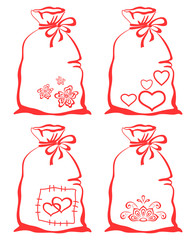 Valentine symbol on bag, set