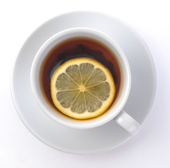 Cup of tea with a lemon