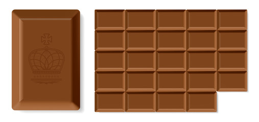 Realistic vector chocolate bar isolated on white background.