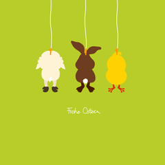 Hängendes Osterlamm, Osterhase & Osterküken