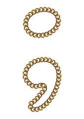 Obraz premium Like Golden Chain Isolated Alphabet Dot and Comma