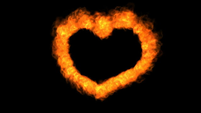 Loopable fire heart animation with alpha channel appended