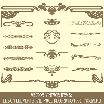 vector vintage items: design elements and page decoration