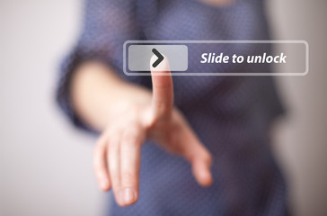 hand pressing touch screen button