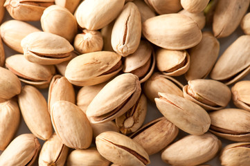 Food ingredient: Macro pistachio fruit background. SDOF
