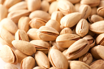 Food ingredient: Macro pistachio fruit background. SDOF