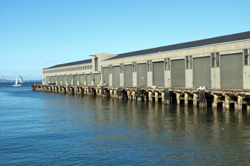 Fototapeta na wymiar Warehouse on the water