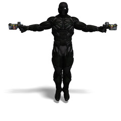 science fiction male character in futuristic suit. 3D rendering