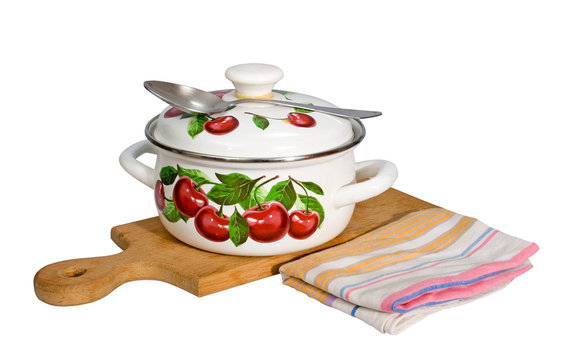 pan and kitchen utensils