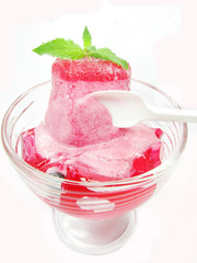 pink fruit ice-cream with spoon