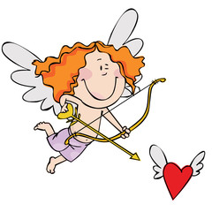 Little Cupid hunts for a heart with wings
