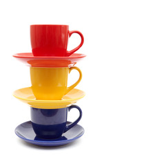 Color cups on a white background.