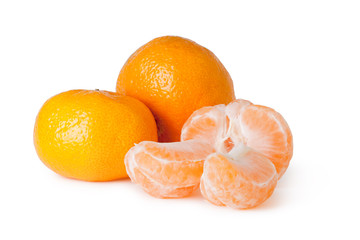 fresh mandarin fruits on a white background