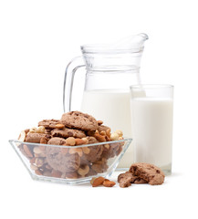 glass of milk and chocolate chip cookies
