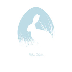 Fototapeta premium Osterkarte Osterhase Osterei blau